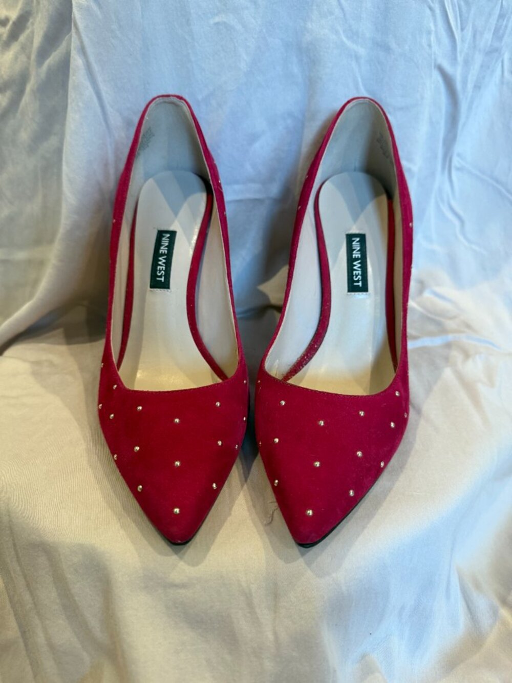 Nine West Bright Pink-Fuschia Gold-Studded Stiletto Pumps - 7.5